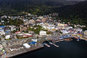 Downtown Juneau from the Helicopter